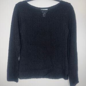 Talbots Made in Italy Womens Size Medium Black Loose Knit Long Sleeve Sweater